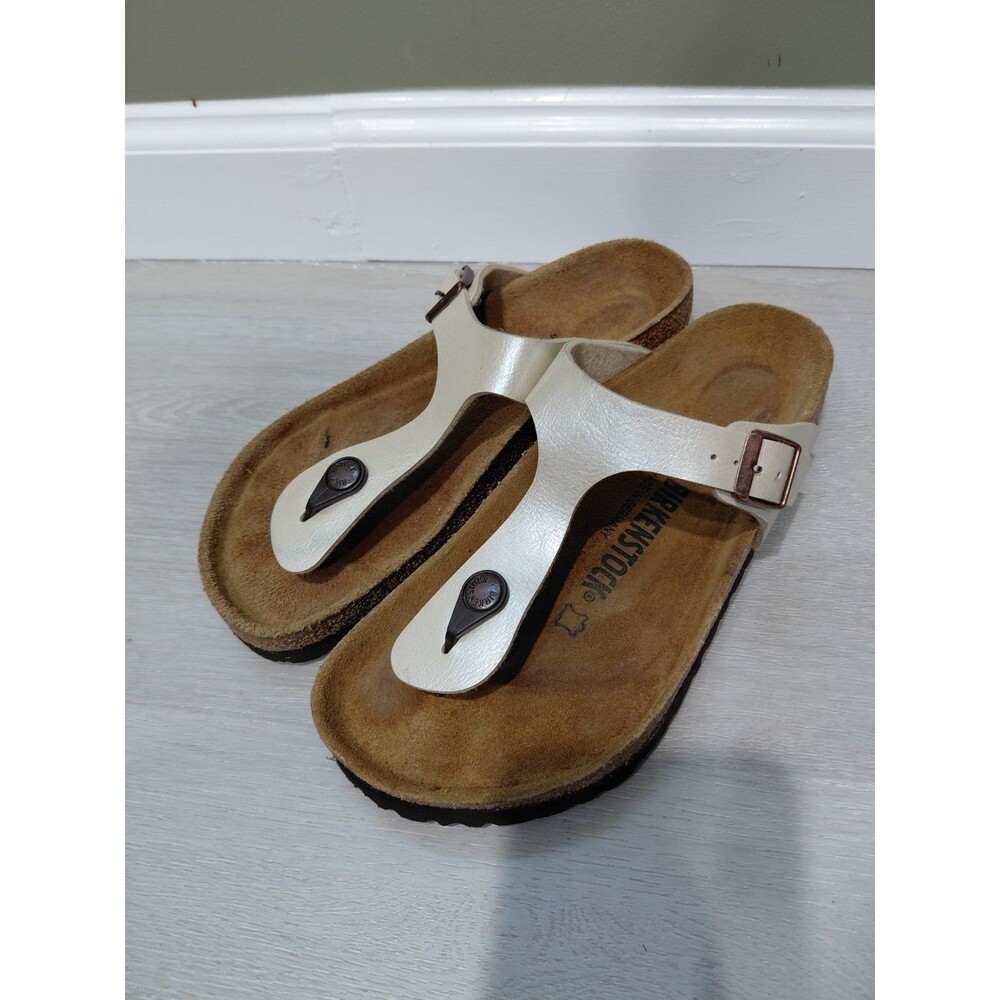 Birkenstock Gizeh BirkoFlor Graceful Pearl White Women Size 37EU 6US Regular - Picture 2 of 10